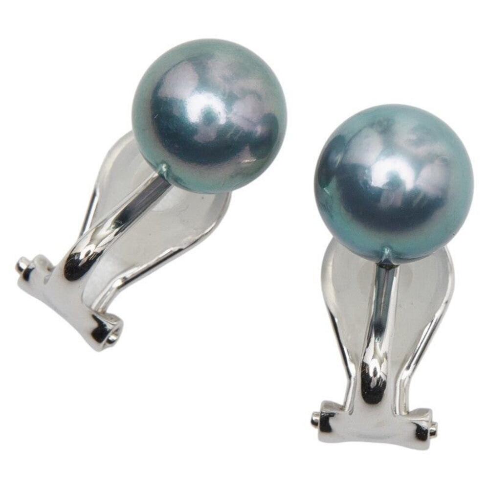 Unbranded Black Pearl 14K White Gold Earrings Silver